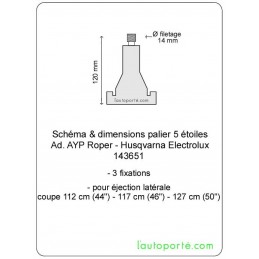 PALIER COURT 3 FIXATIONS - AXE 5 ÉTOILES 125 mm HUSQVARNA