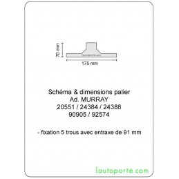 PALIER H : 70 mm AVEC ROULEMENTS & GRAISSEUR ADAPTABLE MURRAY