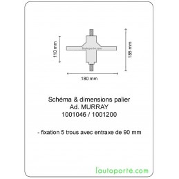 PALIER H : 110 mm AVEC AXE 187 mm & ROULEMENTS ADAPTABLE MURRAY