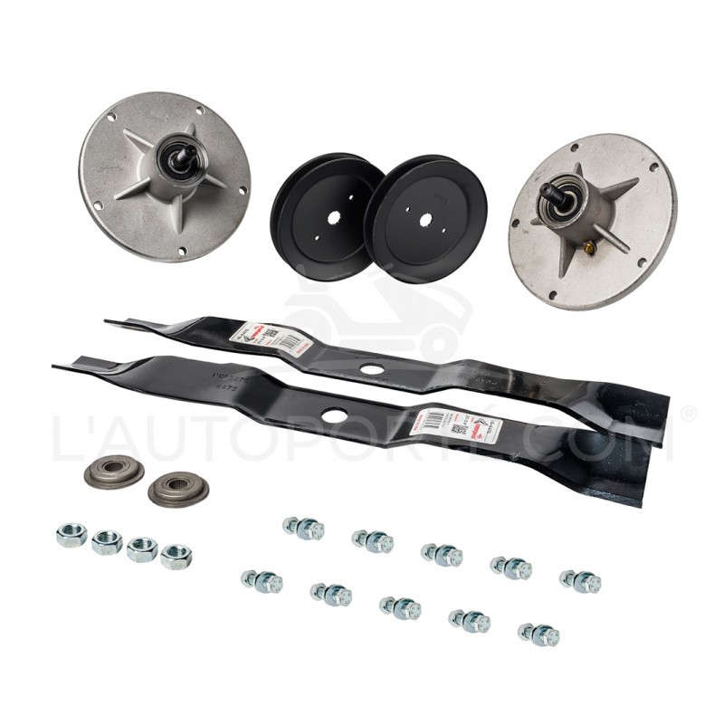PACK 2 PALIERS + 2 LAMES MULCHING 51 cm + 2 POULIES + VISSERIE MURRAY PACK 2 PALIERS + 2 LAMES MULCHING 51 cm + 2 POULIES + VISSERIE MURRAY