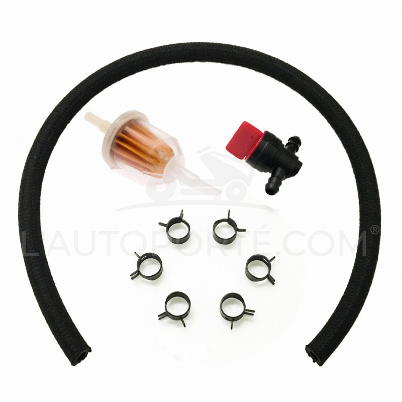 PACK ESSENCE : 1 FILTRE UNIVERSEL + 1 ROBINET + 1 DURITE 50 CM + 6 COLLIERS PACK ESSENCE : 1 FILTRE UNIVERSEL + 1 ROBINET + 1 DURITE 50 CM + 6 COLLIERS