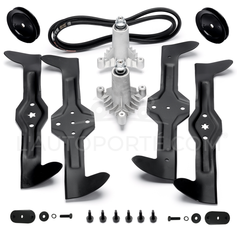 PACK 2 PALIERS 5* & 6* + 4 LAMES 46 cm + 2 POULIES + COURROIE + VIS HUSQVARNA CTH