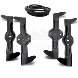 PACK 4 LAMES CROISÉES 5 & 6 ÉTOILES 46 cm + COURROIE HUSQVARNA