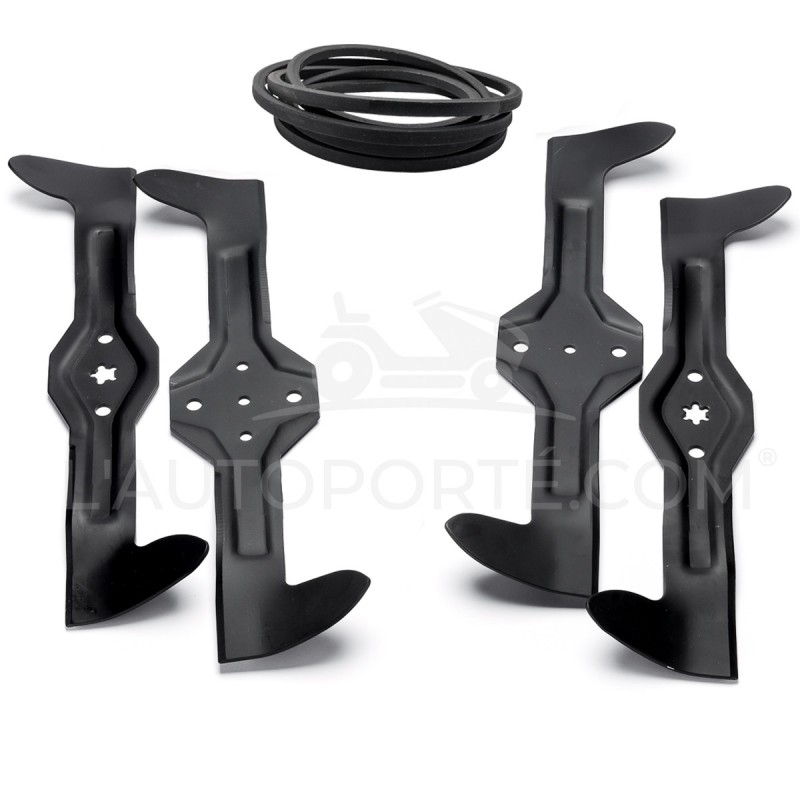 PACK 4 LAMES CROISÉES 5 & 6 ÉTOILES 46 cm + COURROIE HUSQVARNA