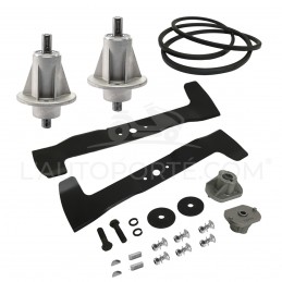 PACK 2 PALIERS + 2 LAMES MULCHING 46 cm + COURROIE GGP J92 AVANT 2007