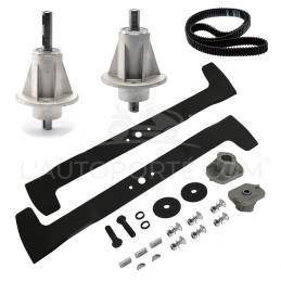 PACK 2 PALIERS + 2 LAMES MULCHING 61 cm + COURROIE CASTELGARDEN TC122