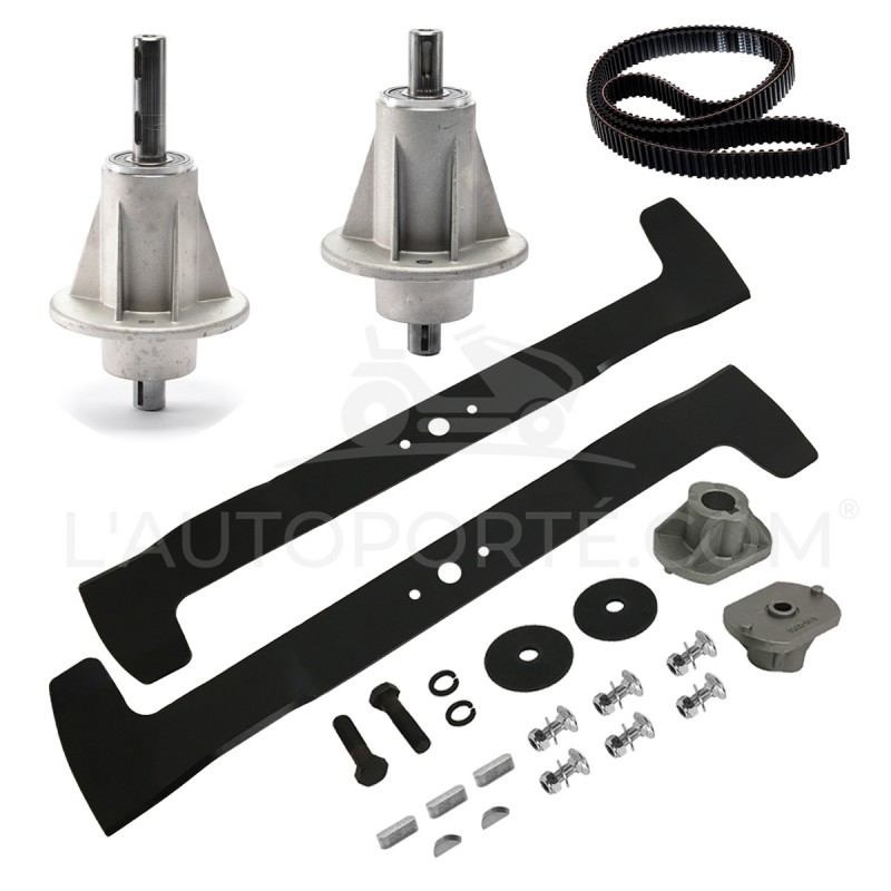 PACK 2 PALIERS + 2 LAMES MULCHING 61 cm + COURROIE CASTELGARDEN TC122