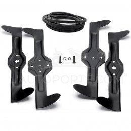 PACK 4 LAMES CROISÉES 5 & 6 ÉTOILES 46 cm + COURROIE + VISSERIE HUSQVARNA
